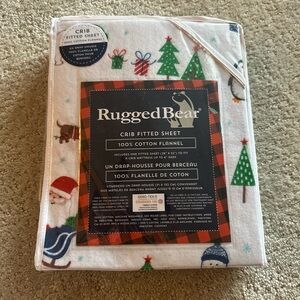Rugged Bear Holiday Kids Crib Fitted Sheet - 100% Cotton Flannel NEW
